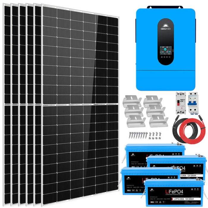 SunGold Power Solar Kit 6500W off Grid | 48V 120V/240V output 10.24KWH Lithium Battery | 6x 450W Solar Panels SGK-65PRO