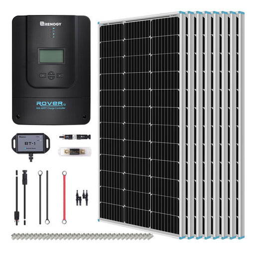 renogy 800W 12V/24V Monocrystalline Solar Premium Kit w/Rover 60A Charger Controller