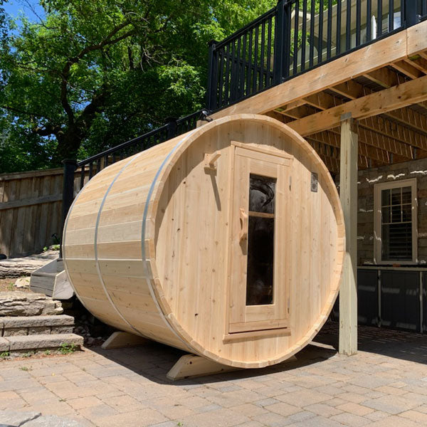 Dundalk Leisurecraft Harmony Barrel Sauna | woodburning heater