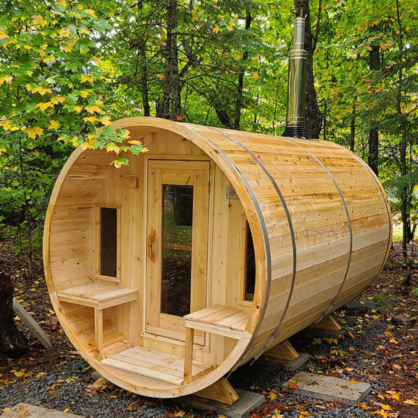 Dundalk Leisurecraft Tranquility Barrel Sauna | woodburning heater