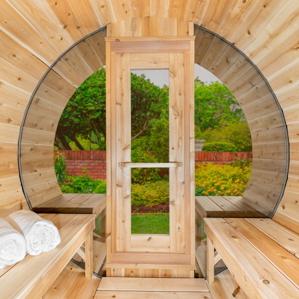 Dundalk Leisurecraft Tranquility MP Barrel Sauna | woodburning heater