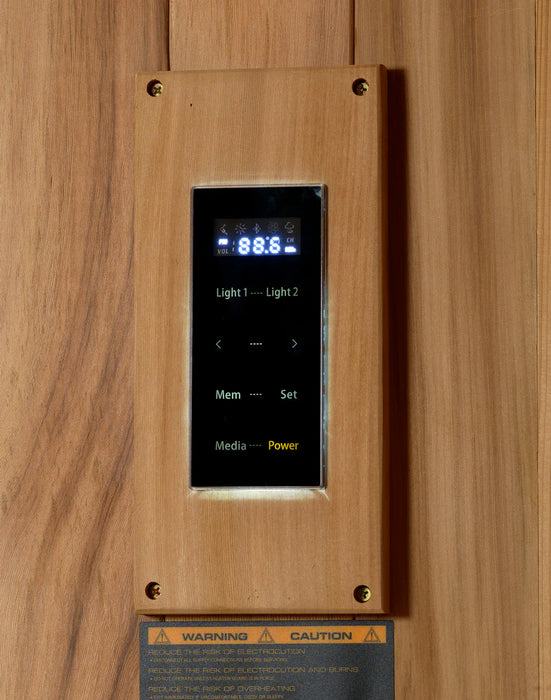 Golden Designs 2025 Updated "Sundsvall" 2 Person indoor Traditional Sauna - Canadian Red Cedar Interior and Pacific Premium Clear Cedar Exterior