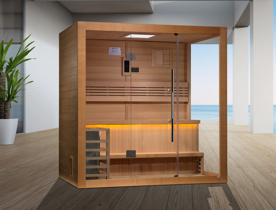 Golden Designs "Forssa" 3-4 Person Traditional Indoor Sauna - Canadian Red Cedar Interior