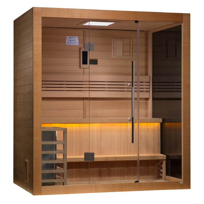 Golden Designs "Forssa" 3-4 Person Traditional Indoor Sauna - Canadian Red Cedar Interior