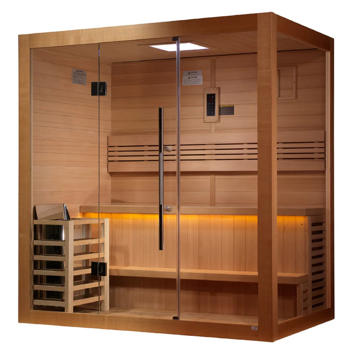 Golden Designs "Forssa" 3-4 Person Traditional Indoor Sauna - Canadian Red Cedar Interior