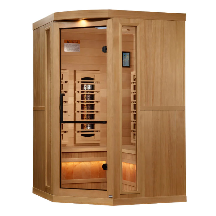 Golden Designs 3-Person Corner "reserve" 2025 FAR Infrared Sauna with Himalayan Salt Bar