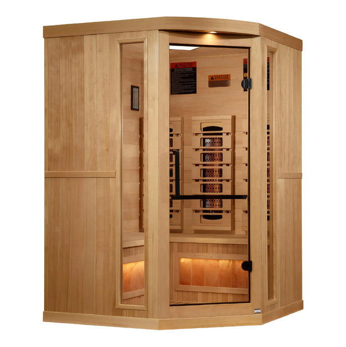 Golden Designs 3-Person Corner "reserve" 2025 FAR Infrared Sauna with Himalayan Salt Bar