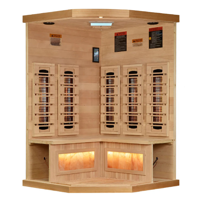 Golden Designs 3-Person Corner "reserve" 2025 FAR Infrared Sauna with Himalayan Salt Bar
