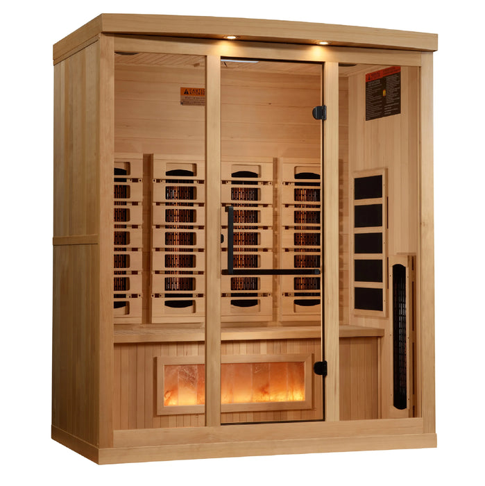 Golden Designs 2025 "reserve" 4-Person Full Spectrum FAR Infrared Sauna with Himalayan Salt Bar