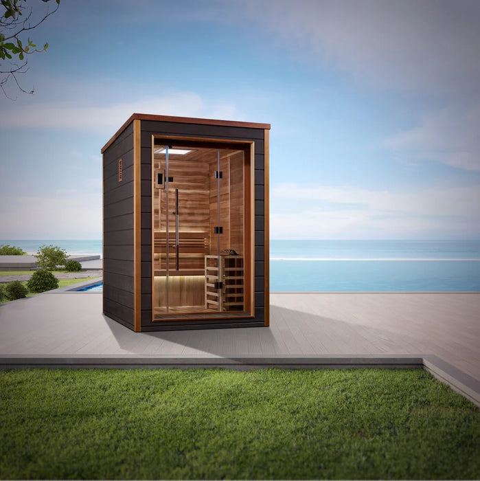 Golden Designs "Narvik" 2 Person Outdoor-Indoor Traditional Sauna - Canadian Red Cedar Interior