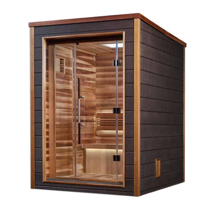 Golden Designs "Narvik" 2 Person Outdoor-Indoor Traditional Sauna - Canadian Red Cedar Interior