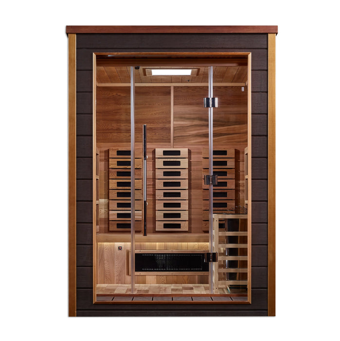 Golden Designs "Nora" 2 Person Outdoor-Indoor PureTech™ Hybrid Full Spectrum Sauna - Canadian Red Cedar Interior