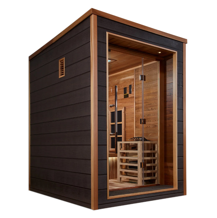 Golden Designs "Nora" 2 Person Outdoor-Indoor PureTech™ Hybrid Full Spectrum Sauna - Canadian Red Cedar Interior