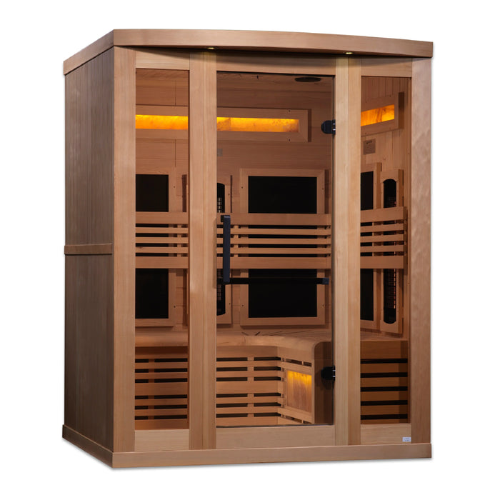 Golden Designs 3-Person Full Spectrum Infrared Sauna with Himalayan Salt Bar