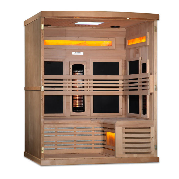 Golden Designs 3-Person Full Spectrum Infrared Sauna with Himalayan Salt Bar