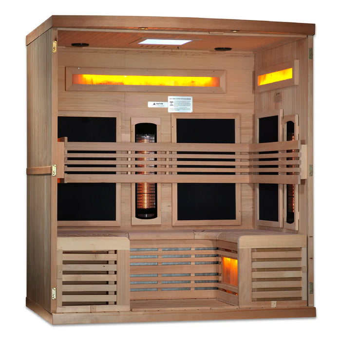 Golden Designs 6-Person Full Spectrum Infrared Sauna with Himalayan Salt Bar