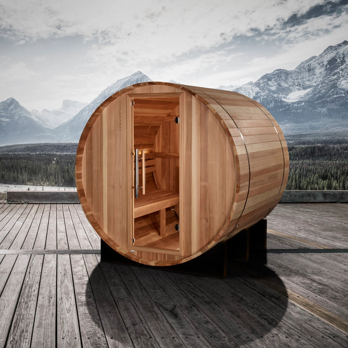 Golden Designs "St. Moritz" 2 Person Barrel Traditional Sauna - Pacific Cedar