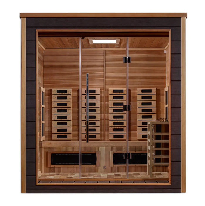 Golden Designs "Visby" 3 Person Outdoor-Indoor PureTech™ Hybrid Full Spectrum Sauna  - Canadian Red Cedar Interior