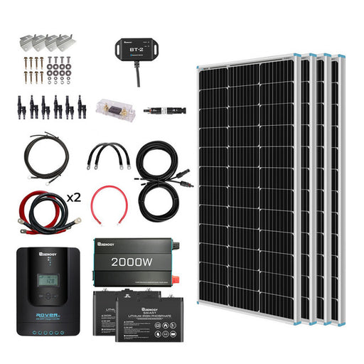 image of renogy 400W 12 Volt Complete Solar Kit with Two 100Ah Deep-Cycle AGM
