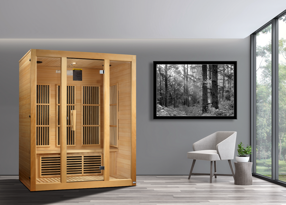 Maxxus "Bellevue" 3 Person Low EMF FAR Infrared Sauna | Canadian Hemlock